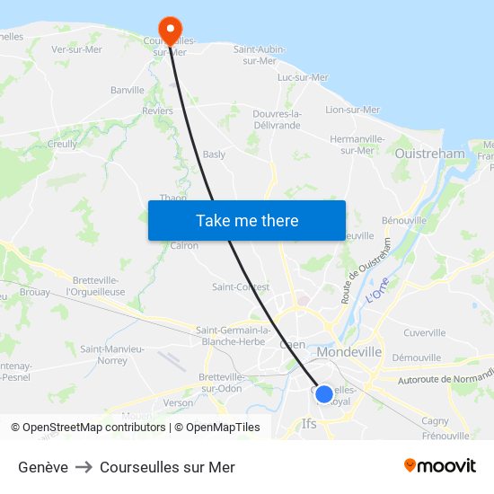Genève to Courseulles sur Mer map