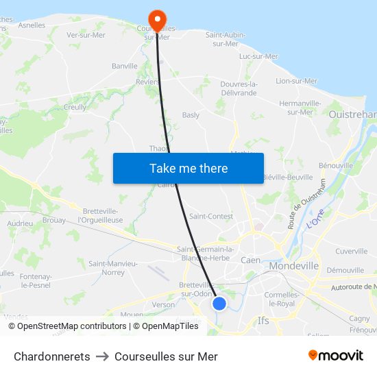 Chardonnerets to Courseulles sur Mer map