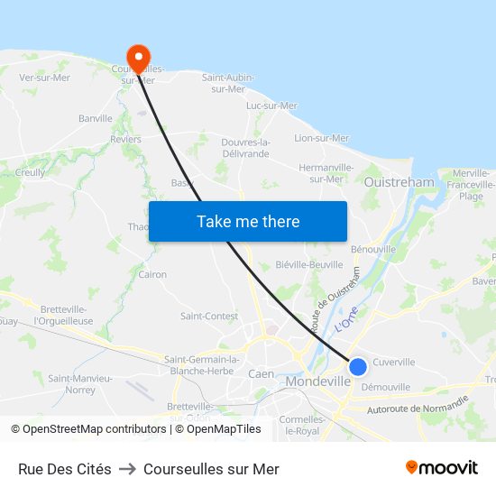 Rue Des Cités to Courseulles sur Mer map