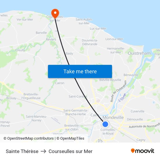 Sainte Thérèse to Courseulles sur Mer map