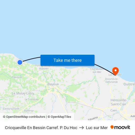 Cricqueville En Bessin Carref. P. Du Hoc to Luc sur Mer map