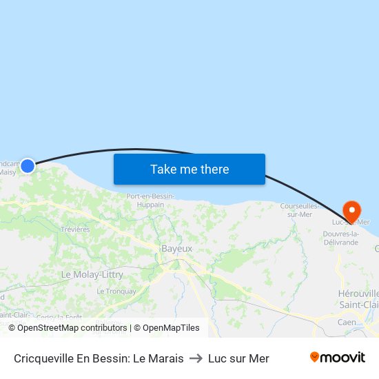 Cricqueville En Bessin: Le Marais to Luc sur Mer map