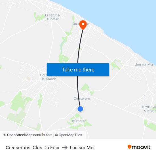 Cresserons: Clos Du Four to Luc sur Mer map