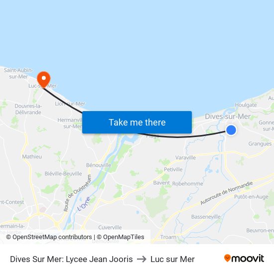 Dives Sur Mer: Lycee Jean Jooris to Luc sur Mer map