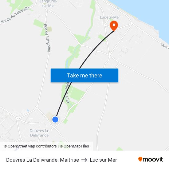 Douvres La Delivrande: Maitrise to Luc sur Mer map