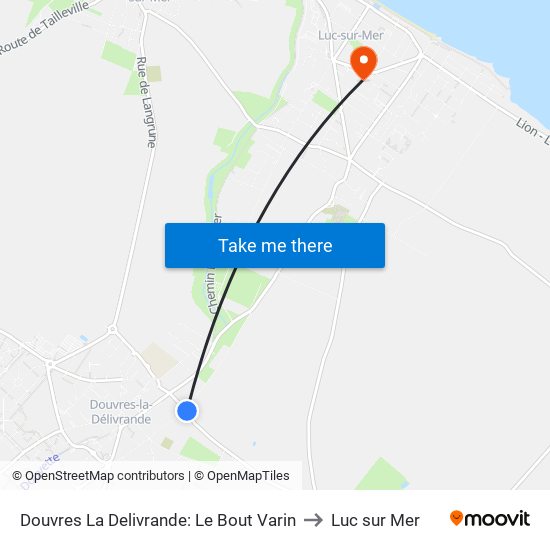 Douvres La Delivrande: Le Bout Varin to Luc sur Mer map