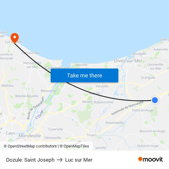 Dozule: Saint Joseph to Luc sur Mer map