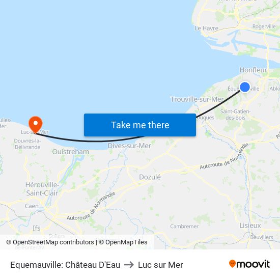 Equemauville: Château D'Eau to Luc sur Mer map