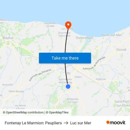 Fontenay Le Marmion: Peupliers to Luc sur Mer map