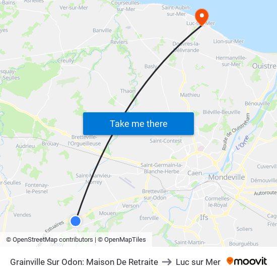 Grainville Sur Odon: Maison De Retraite to Luc sur Mer map