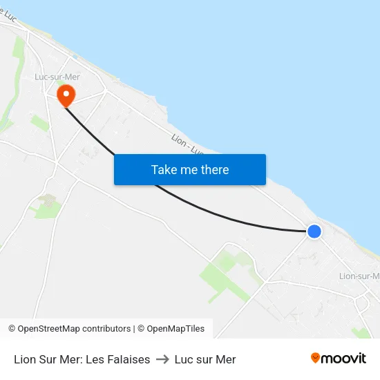 Lion Sur Mer: Les Falaises to Luc sur Mer map
