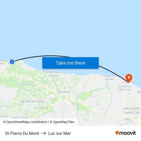 St Pierre Du Mont to Luc sur Mer map