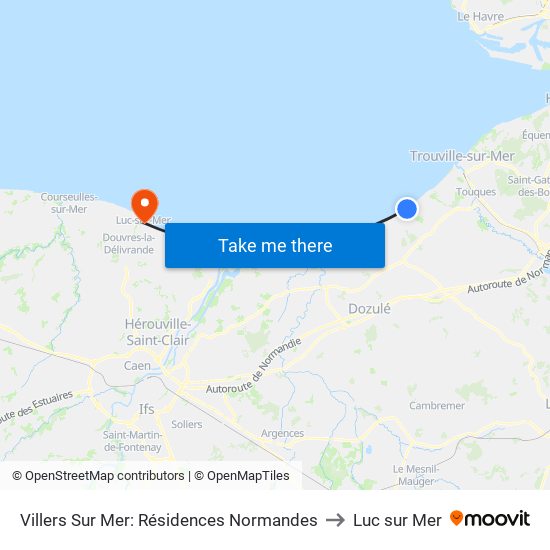 Villers Sur Mer: Résidences Normandes to Luc sur Mer map