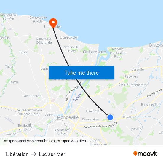 Libération to Luc sur Mer map