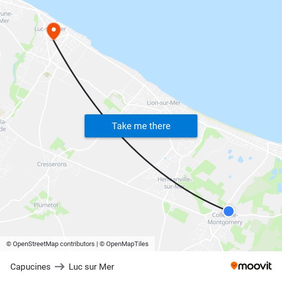 Capucines to Luc sur Mer map