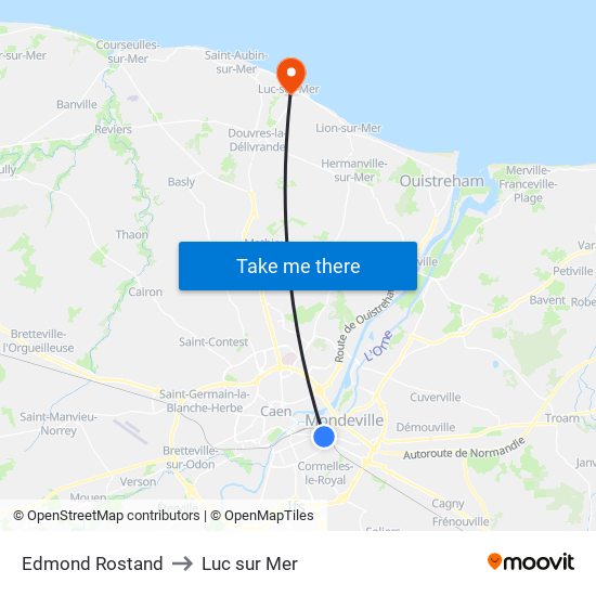 Edmond Rostand to Luc sur Mer map