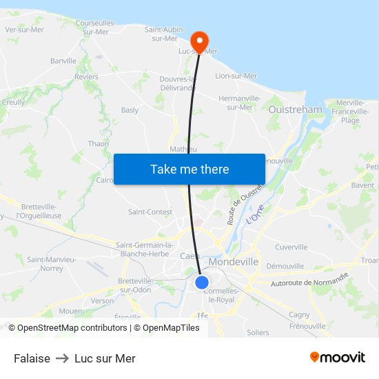 Falaise to Luc sur Mer map