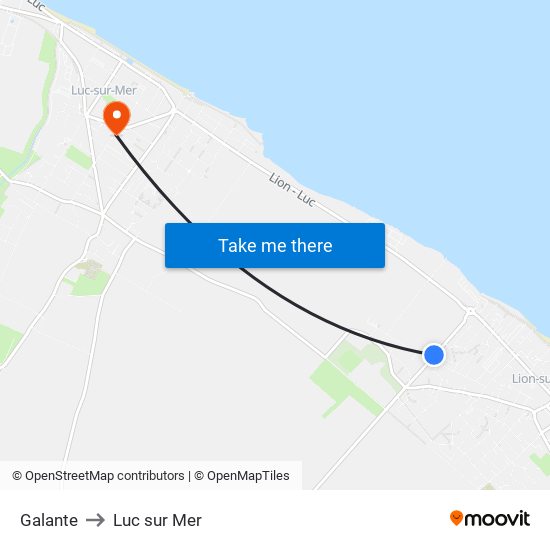 Galante to Luc sur Mer map