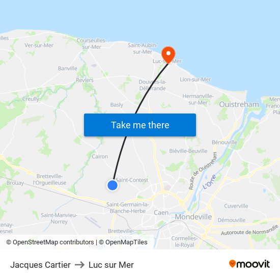 Jacques Cartier to Luc sur Mer map