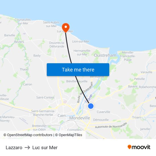 Lazzaro to Luc sur Mer map