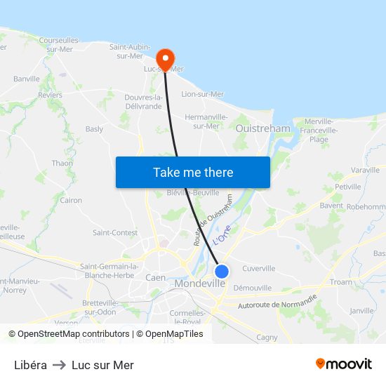 Libéra to Luc sur Mer map