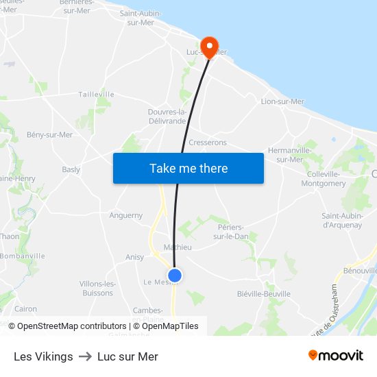 Les Vikings to Luc sur Mer map