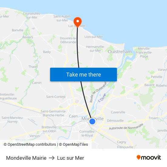 Mondeville Mairie to Luc sur Mer map