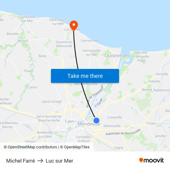 Michel Farré to Luc sur Mer map