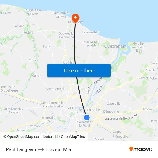 Paul Langevin to Luc sur Mer map