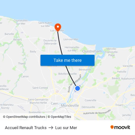 Accueil Renault Trucks to Luc sur Mer map