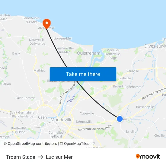 Troarn Stade to Luc sur Mer map