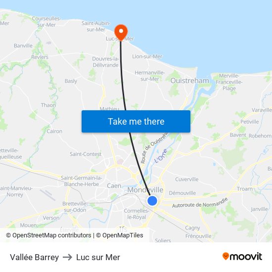Vallée Barrey to Luc sur Mer map