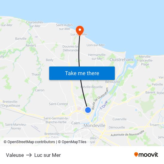 Valeuse to Luc sur Mer map