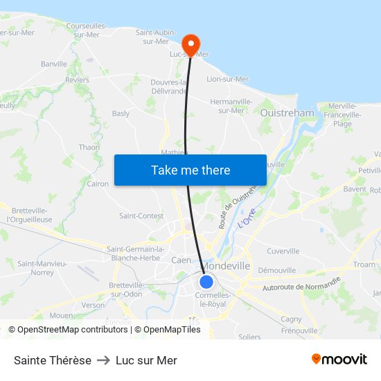 Sainte Thérèse to Luc sur Mer map