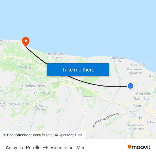 Anisy: La Pérelle to Vierville sur Mer map