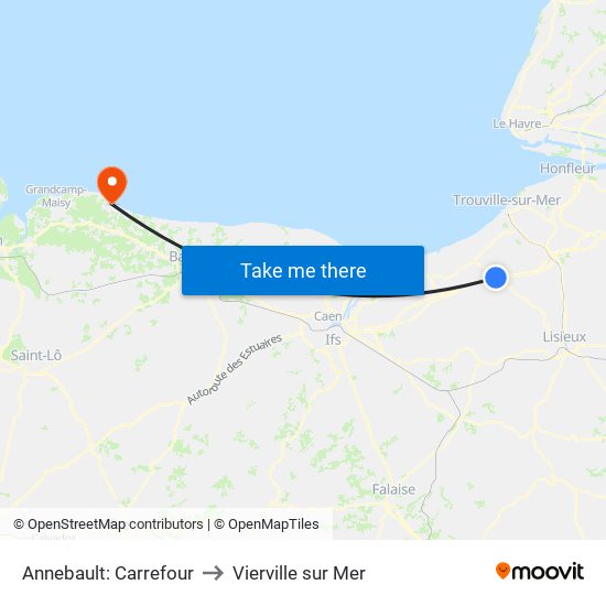 Annebault: Carrefour to Vierville sur Mer map