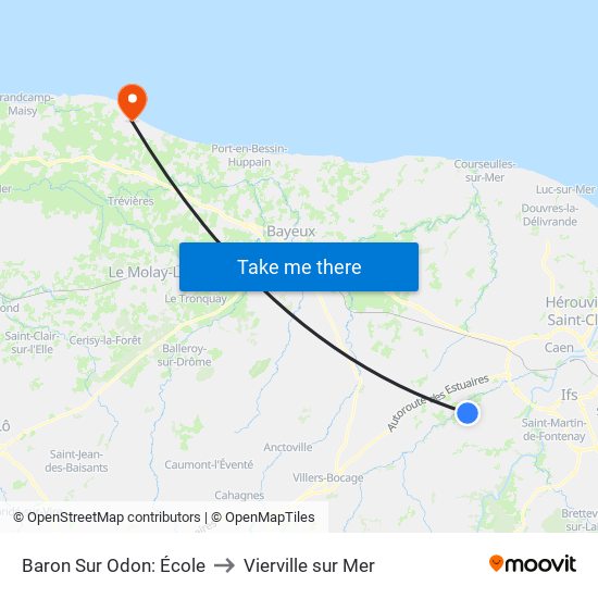 Baron Sur Odon: École to Vierville sur Mer map