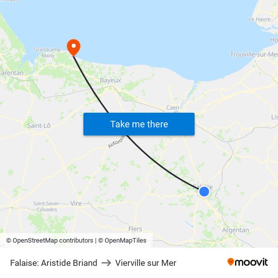 Falaise: Aristide Briand to Vierville sur Mer map