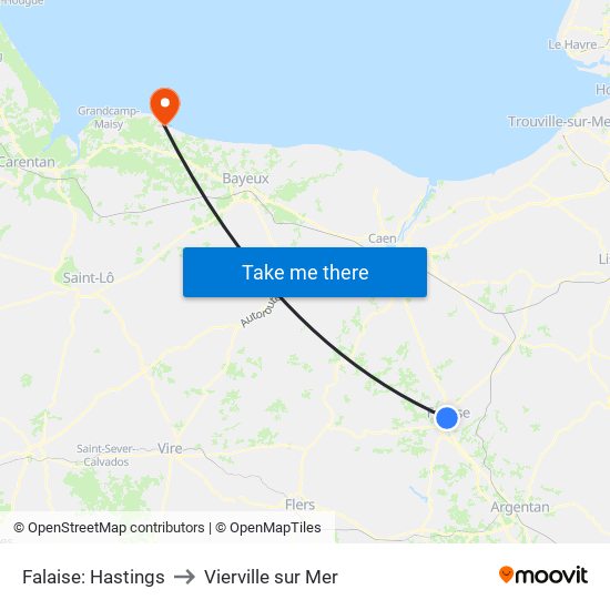 Falaise: Hastings to Vierville sur Mer map