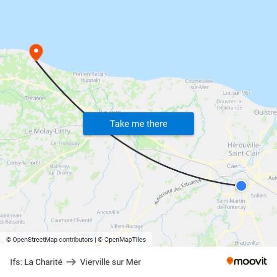 Ifs: La Charité to Vierville sur Mer map