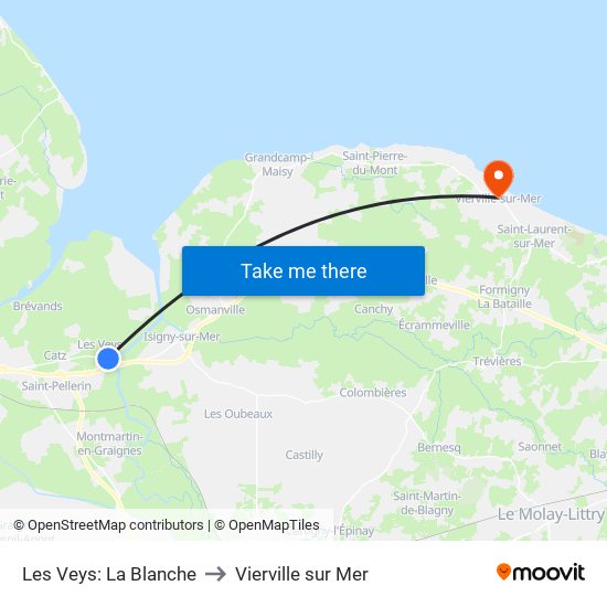 Les Veys: La Blanche to Vierville sur Mer map