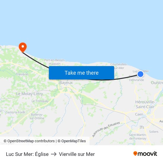 Luc Sur Mer: Église to Vierville sur Mer map