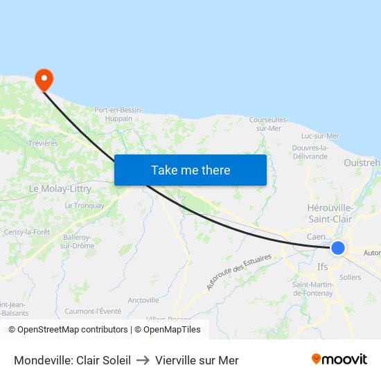 Mondeville: Clair Soleil to Vierville sur Mer map