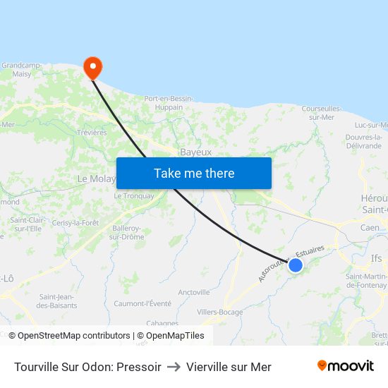 Tourville Sur Odon: Pressoir to Vierville sur Mer map