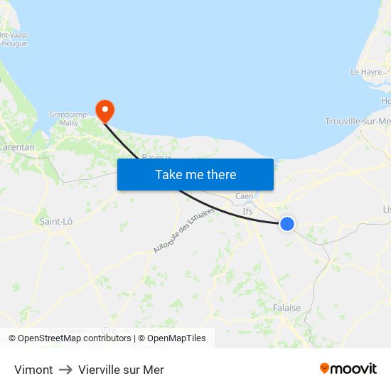 Vimont to Vierville sur Mer map