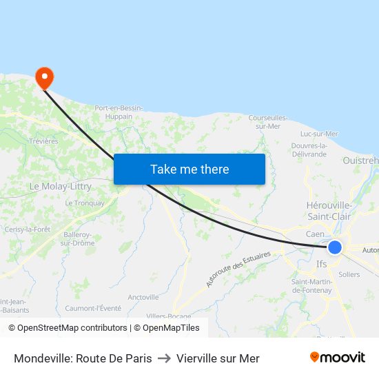 Mondeville: Route De Paris to Vierville sur Mer map