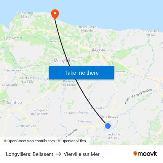 Longvillers: Belissent to Vierville sur Mer map