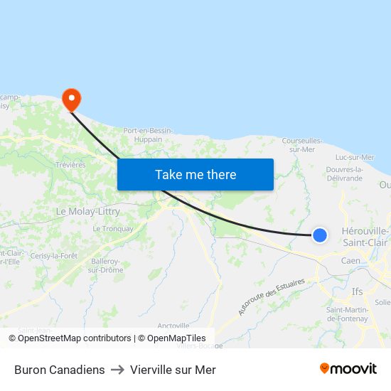 Buron Canadiens to Vierville sur Mer map