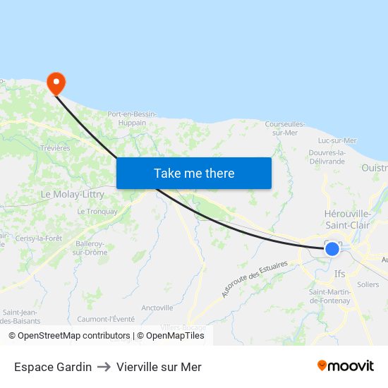 Espace Gardin to Vierville sur Mer map