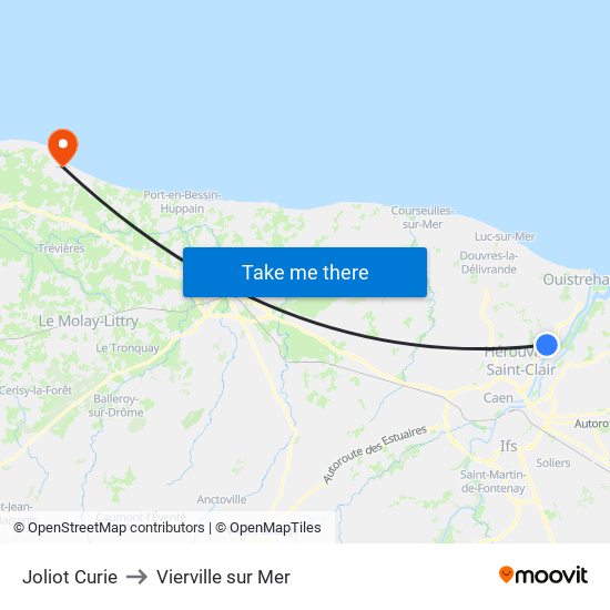 Joliot Curie to Vierville sur Mer map